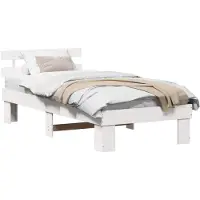 vidaXL Cadre de lit avec tête de lit Blanc 100 x 200 cm Pin massif