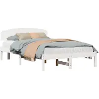 vidaXL Cadre de lit avec tête de lit Blanc 140 x 190 cm Pin massif