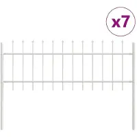 vidaXL Clôture de jardin 7 pièces Blanc 11,9 x 0,6 m Acier thermolaqué