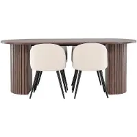 Ebuy24 Härön ensemble pour salle à manger table 90x200cm et 4 chaises velours mocca.