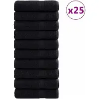 vidaXL Serviettes d'Invité 600 gsm SOLUND 25 pcs Noir 70 x 140 cm