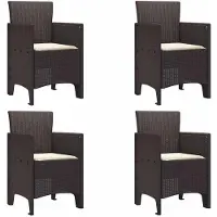 vidaXL Chaise de jardin avec coussins, lot de 4, marron, 53 x 49 x 85 cm, polypropylène