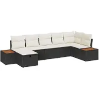 vidaXL Ensemble de canapés de jardin , 8 pièces, noir, en résine tressée