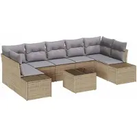 vidaXL Ensemble de canapés de jardin , 8 pièces, en résine tressée beige et gris