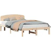 vidaXL Cadre de lit avec tête de lit naturelle 120 x 200 cm Pin massif