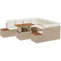 vidaXL Salon de jardin avec coussins 9 pcs Beige et Crème