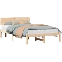 vidaXL Cadre de lit avec tête de lit naturelle 120 x 200 cm Pin massif