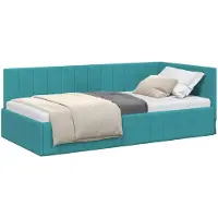 vidaXL Cadre de lit d'angle avec tête de lit turquoise 90 cm x 190 cm velours