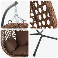 vidaXL Fauteuil suspendu en forme d'œuf, en polyrotin, 104 x 100 x 191 cm, couleur marron café
