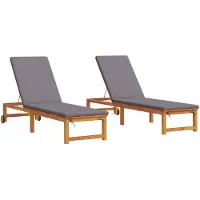 vidaXL Transat 2 pièces Marron 202 x 53 x 89 cm Bois massif Acacia