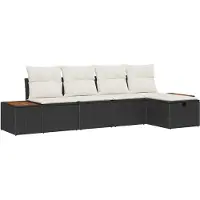 vidaXL Ensemble de 5 assises de jardin , en résine tressée noire