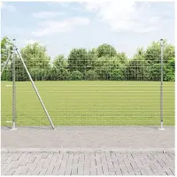 vidaXL Poteaux de clôture 7 pcs Argent Ø32mm 160 cm Acier galvanisé
