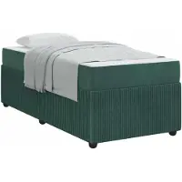 vidaXL Cadre de lit avec matelas Vert foncé 90 x 200 cm Tissu