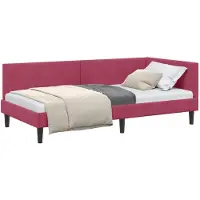 vidaXL Cadre de lit d'angle avec tête de lit vin rouge 90 cm x 190 cm velours