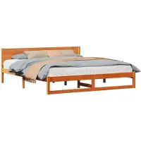 vidaXL Cadre de lit brun cireux 200 x 200 cm Pin massif