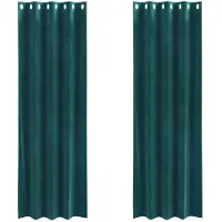vidaXL Rideaux occultants 2 pcs vert foncé 140 x 260 cm velours