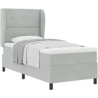 vidaXL Lit boxspring avec matelas Gris clair 200 x 90 cm Velours