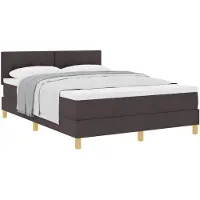 vidaXL Lit boxspring avec coussins, marron foncé, 140 x 190 cm, tissu