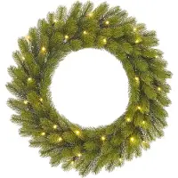 Black Box Trees Nagoya Couronne de Noël avec éclairage LED - H12 x Ø60 cm - Vert