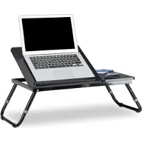 Relaxdays Table d'ordinateur portable pour le lit, Support pour notebook, Noir