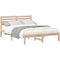 vidaXL Cadre de lit avec tête de lit Marron 140 x 190 cm Pin massif