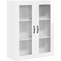 vidaXL Armoire murale en verre PORTO, blanc brillant, 80 x 31 x 100 cm