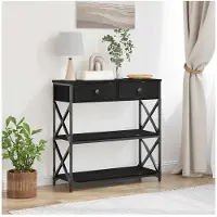 vidaXL Table Console avec tiroir Chêne noir 75 x 28 x 75 cm