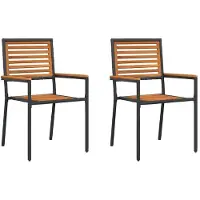 vidaXL : 2 chaises de jardin empilables, noires, en bois d'acacia massif