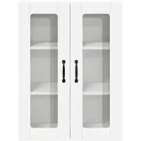 vidaXL Armoire murale en verre PORTO, blanche, 60 x 31 x 80 cm, aggloméré