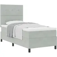vidaXL Lit boxspring avec matelas gris clair 90 x 200 cm velours