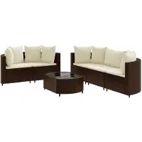 vidaXL Ensemble de salon de jardin 6 pièces avec coussins Marron Poly Rattan