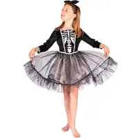 Den Goda Fen Déguisement - Robe squelette et Bandeau - Noir - - 4-6 ans (104-116) - Accessoire de Coiffure
