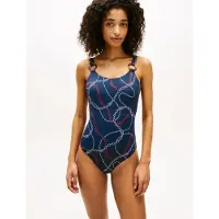 Tommy Hilfiger pour femme. UW0UW06481 Maillot de bain dos échancré marine avec anneaux (S), Beachwear, Nylon