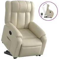 vidaXL Fauteuil relax avec releveur Crème Similicuir