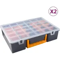vidaXL Mallette d'assortiment 2 pcs. Séparateurs amovibles 360x250x85 mm PP