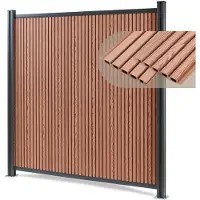 Neu.holz Clôture de jardin « Grassano » - Clôture brise-vue avec 2 poteaux - Module de départ 185 x 180 cm - Résistante aux intempéries - WPC marron