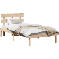 vidaXL Cadre de lit avec tête de lit brun 100 x 200 cm pin massif