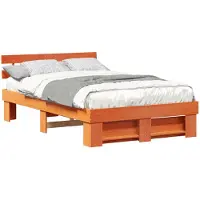 vidaXL Cadre de lit brun cireux 135 x 190 cm Pin massif
