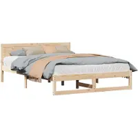 vidaXL Cadre de lit avec tête de lit naturelle 160 x 200 cm Pin massif