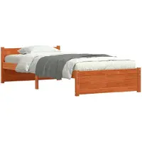 vidaXL Cadre de lit brun cire 205.5 x 95.5 x 51 cm Pin massif