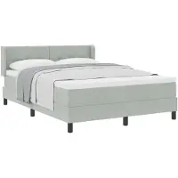 vidaXL Lit boxspring avec tête de lit, gris clair, 190 x 140 cm, velours