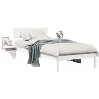 vidaXL Cadre de lit avec tête de lit blanc 90 x 190 cm Pin massif