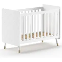 JAXX - BILLY Lit bébé LF 60 x 120 cm, avec sommier réglable. Sommier à lattes, MDF laqué blanc
