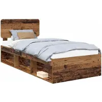 vidaXL Cadre de lit vieux bois 75 x 190 cm Pin massif