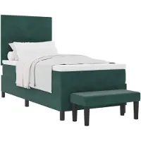 vidaXL Lit boxspring avec tête de lit, vert foncé, 200 x 100 cm, velours