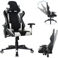 Vdd chaise gaming Thomas - chaise de bureau racing gaming - ergonomique - noir blanc