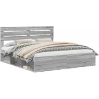 vidaXL Cadre de lit gris Sonoma 200 x 200 cm Pin massif