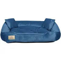 AIO Factory Parc pour chien 100x75 cm velours bleu