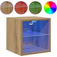 vidaXL Armoires TV murales avec lampes LED 2 pcs. Chêne Artisan
