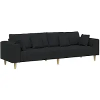 vidaXL Canapé avec coussins, noir, 250 x 77 x 76 cm, tissu